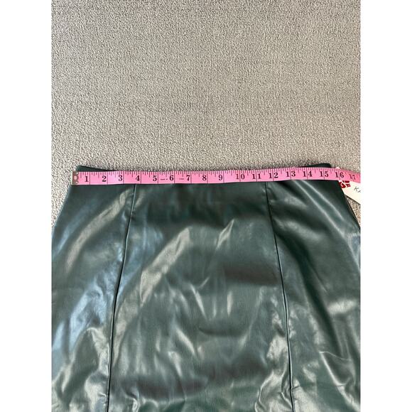 NWT Kate Kasin Faux Leather Pencil Skirt Green Size Large - Picture 5 of 7